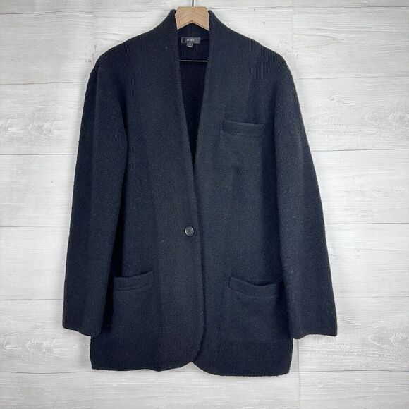 J.Crew Cocoon Sweater Blazer Jacket Women S Black Single Breasted Wool Alpaca - Picture 2 of 16